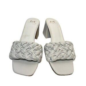 Marc Fisher LTD Brand New white braided heeled sandals Nahea 9.5